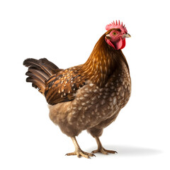 Fototapeta premium Chicken hen isolated on white livestock farming 