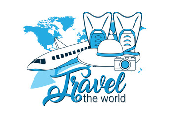 Travel logo, Hotel logo, Beach, Tourism, Adventure, Tour, Tourist, World logo vector illustration