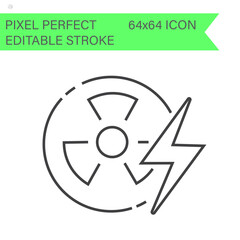 Radioactive, Nuclear power plant, Atomic icon vector .ecology icons .Editable Stroke. 64x64 Pixel Perfect.