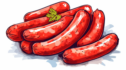 Sausage sausage drawing on white background vector