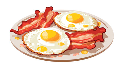Figure scrambled eggs with bacon on a white background vector