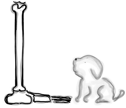 Cartoon Halloween skeleton legs with puppy