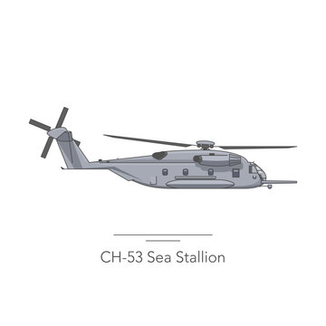 CH-53 Sea Stalion icon. Outline colorful icon of helicopter on white. Vector illustration