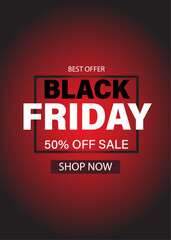 Vector modern black friday sale banner with text ,graphic design in red, white and black color for different comercial uses, sale , promotion , offer and bussines.