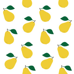 Seamless background with pears, vector illustration.