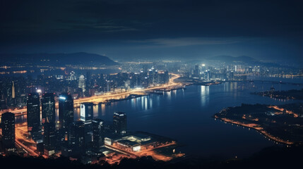 Naklejka premium City skyline at night