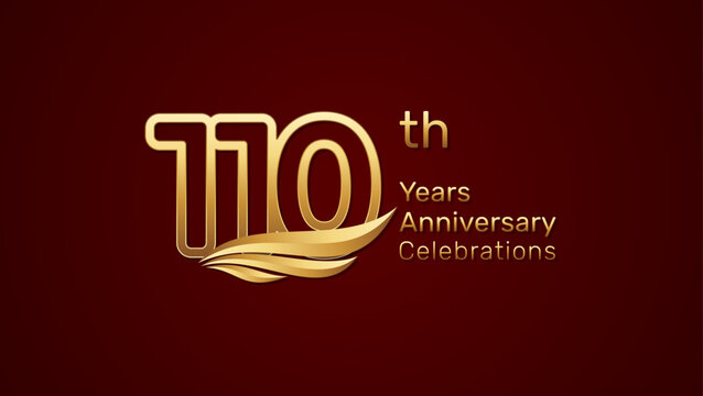 110th anniversary logo design with double line number style and golden wings, vector template