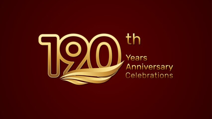 190th anniversary logo design with double line number style and golden wings, vector template