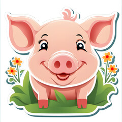 Obraz na płótnie Canvas Cute Pig Cartoon 