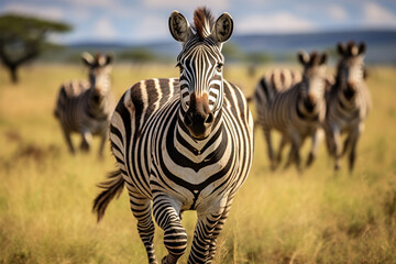 zebra running on savanna kenya tanzania national