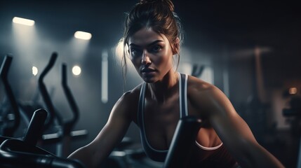 Fototapeta na wymiar Fitness female model in the gym.