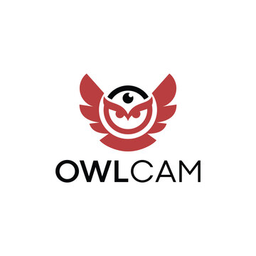 owl logo with camera design concept for technology brand identity