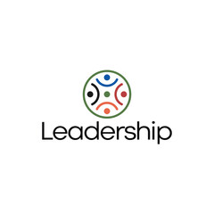 leadership logo with abstract people design for brand identity