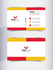 Modern business card template red yellow colors.