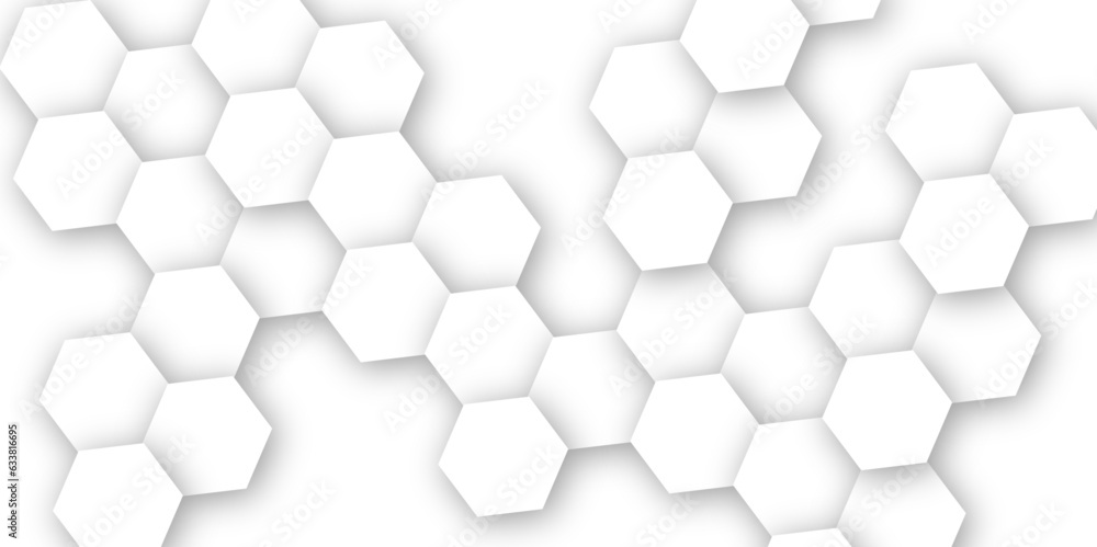 Aufkleber abstract background with hexagons. hexagonal structure futuristic white background and embossed hexa