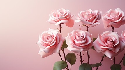  a bunch of pink roses are in a vase on a pink background.  generative ai