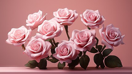  a bunch of pink roses sitting on top of a table.  generative ai