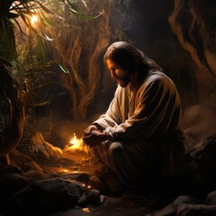 Jesus praying in the Garden of Gethsemane