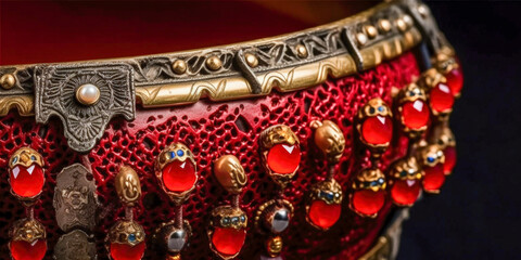 Fototapeta premium A close-up of a tambourines jingles - Generative AI