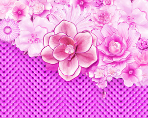 3d render, composition artistic flowers for modern texture of fresh aroma