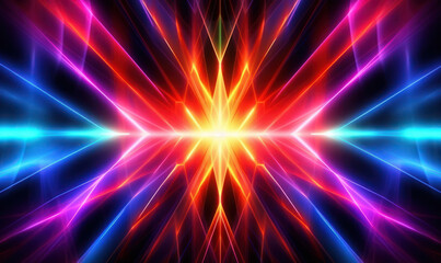 Obraz premium Neon futuristic flashes on black background. Motion light lines backdrop. For banner, postcard, book illustration. Created with generative AI tools