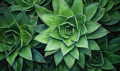 Fototapeta na wymiar Tropical succulents wallpaper. Textured blue agave banner. For postcard, book illustration. Created with generative AI tools