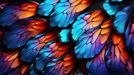  a close up of a bunch of colorful butterflies with wings.  generative ai