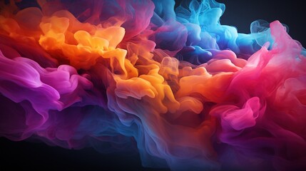  a colorful smoke cloud on a black background with a black background.  generative ai