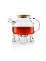 Isolated Teapot with tea. On white.