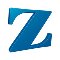 3D alphabet letter z in blue color for education and text concept