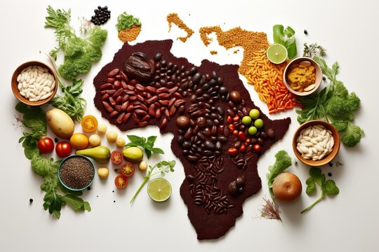 Africa Hunger Crisis. People in Africa face acute food insecurity. Africa continent composed of a variety of food