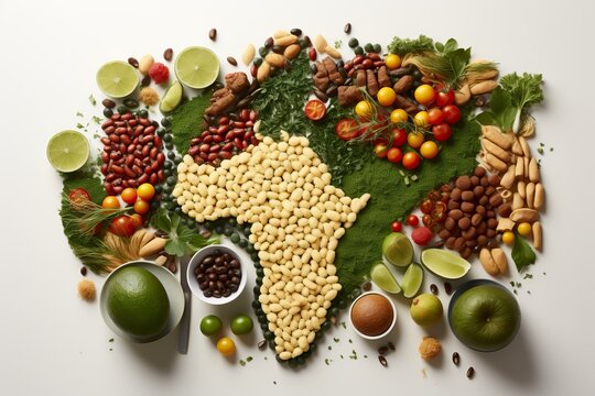 Africa Hunger Crisis. People in Africa face acute food insecurity. Africa continent composed of a variety of food
