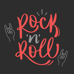 Rock n' roll in  Modern hand Lettering. vector.