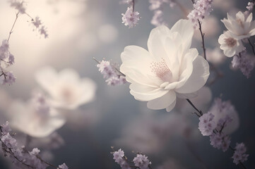 Fantasy Florals in Blurred Elegance Delicate Blooms Creating an Ethereal and Inviting Atmosphere, Perfect for a Stunning Generative AI