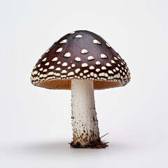 A close-up of a mushroom on a white background