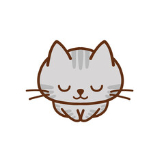 座ってお辞儀をするグレーのトラ猫