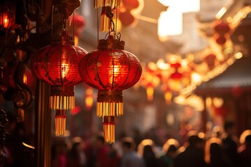 Chinese lanterns on street