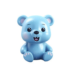 Super cute blue bear  , lovely cartoon bear , isolated bear on white background