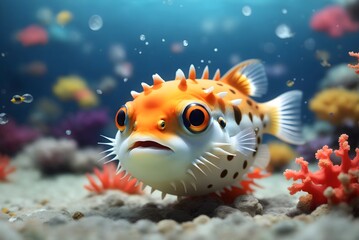 Premium Photo  A fish with a puffer fish face