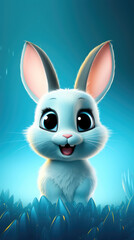 Cheerful Cartoon Rabbit Head Up Close