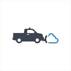 Pickup truck plowing snow icon