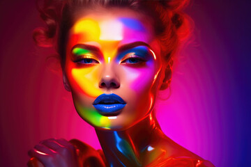 Obraz na płótnie Canvas Youthful Woman with Colorful Makeup