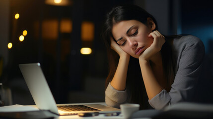 Fototapeta na wymiar Woman Exhausted from Office Work