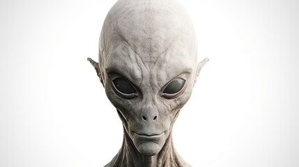 Realistic albino skinned grey extra terrestrial humanoid created with Generative AI