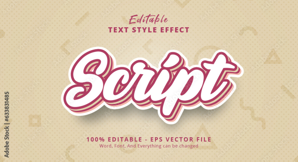 Poster script text cartoon style effect, editable text effect