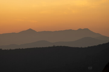 Chile - Sunset scenic mountain range view of Curcavi