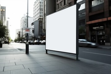 Blank white advertising display billboard in a city