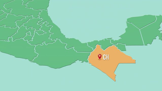 Mapa de M&eacute;xico resaltando el estado de Chiapas