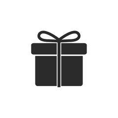 gift box icon. flat vector illustration of a cardboard gift box with ribbon decoration