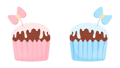 Cupcake for gender party, sweets for party, cupcake with notes, Baby shower cake